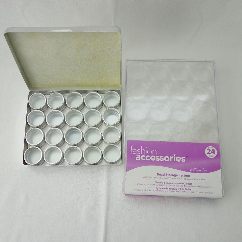 24 and 20 Piece Bead and/or Gem Storage System With‎ Screw Top Lids